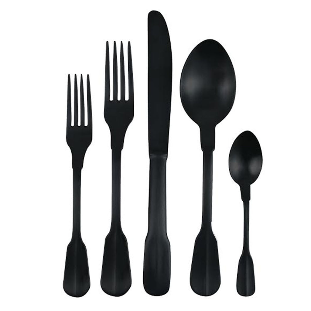 Matte Stainless Steel Madrid Cutlery Set, Black Finish