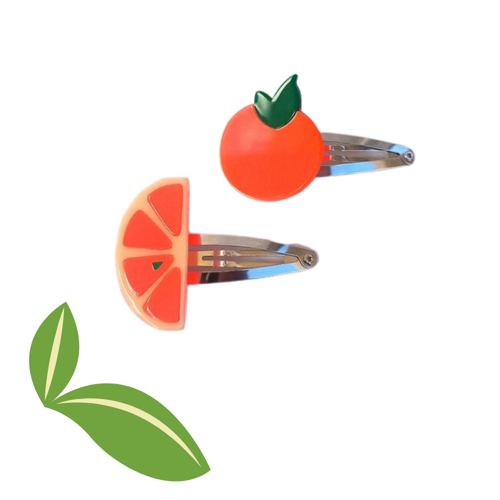 Orange and Slice Snap Clip (pair) - Fruit Stand