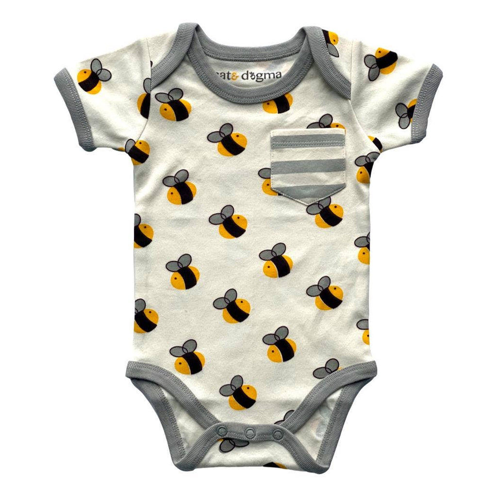 Bee Short Sleeve Organic Baby Onesie Bodysuit