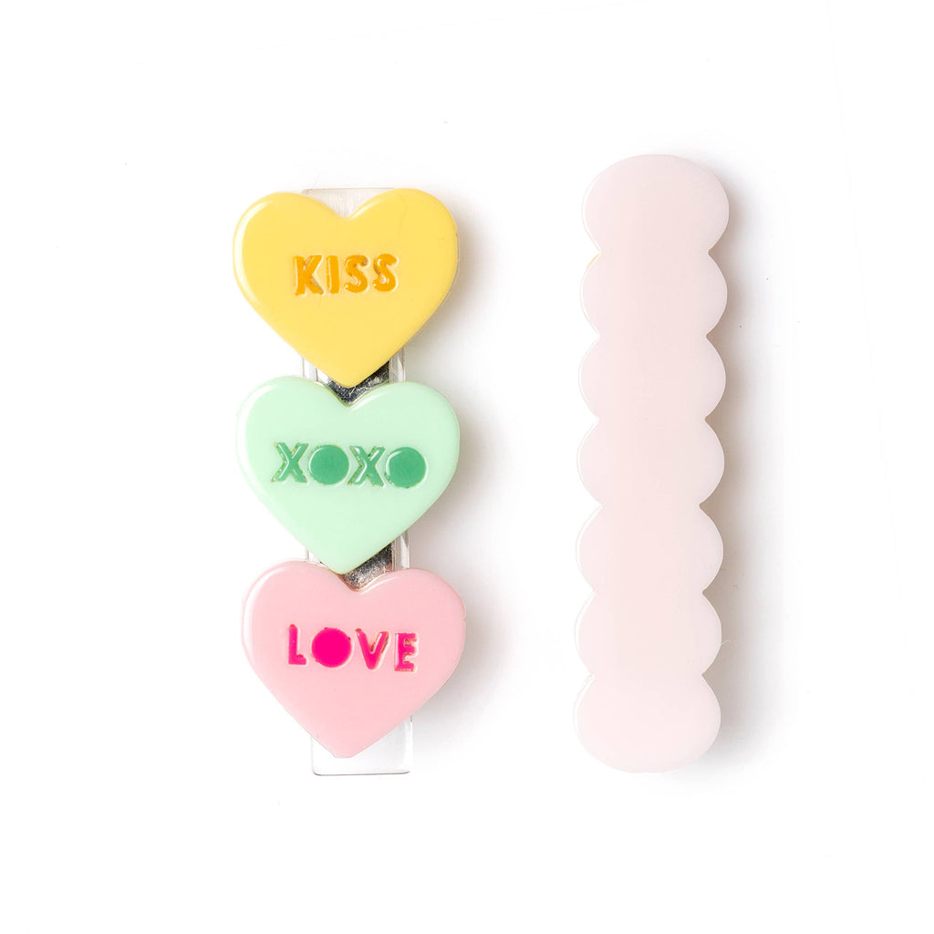 Multi Candy Heart Pastel Shades Alligator Clips