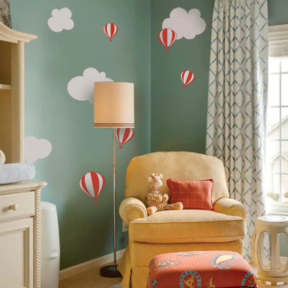 Hot Air Balloons with Clouds Wall Decals