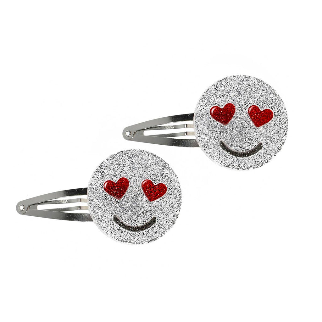 Emoji Love Silver Snap Clip (pair)