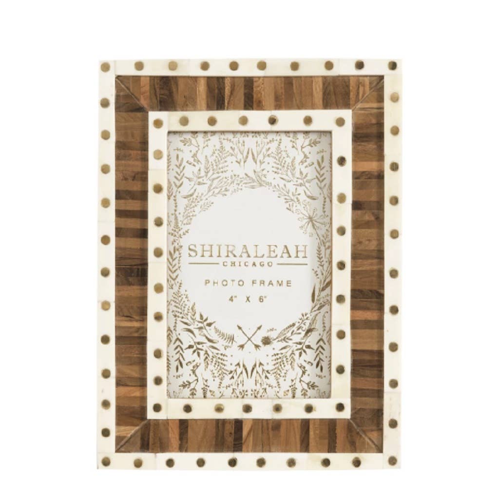 Shiraleah Mansour Chevron Ivory and Wood 4X6 Picture Frame, Multi