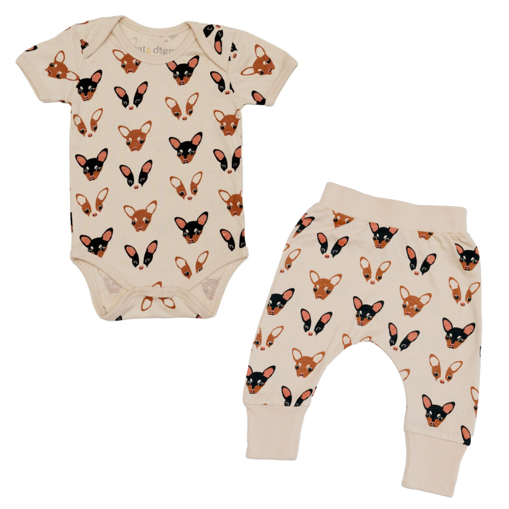 Chihuahua Two-piece Baby Bodysuit & Pants Set