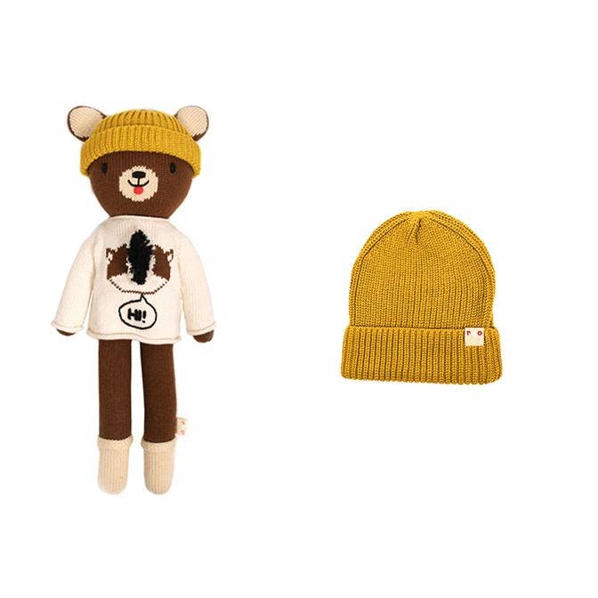 Mr. Beary & Matching Hat: Honey Yellow & Brown