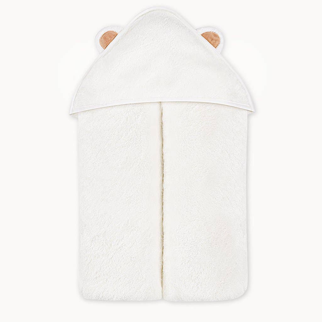 Bamboo Baby Bath Hooded Towel in White