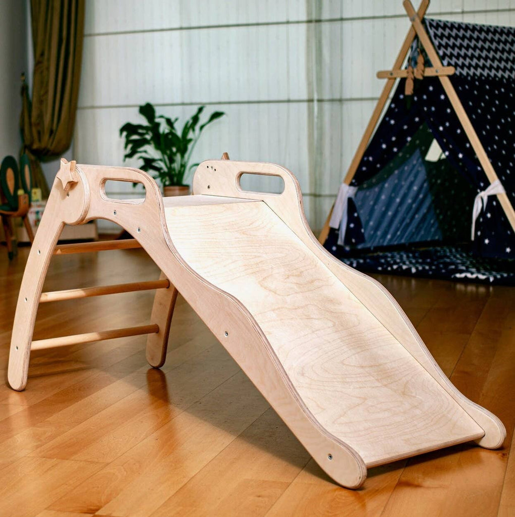 Montessori Slide, Wooden Baby Play Gym Slide: Wooden Indoor Slide