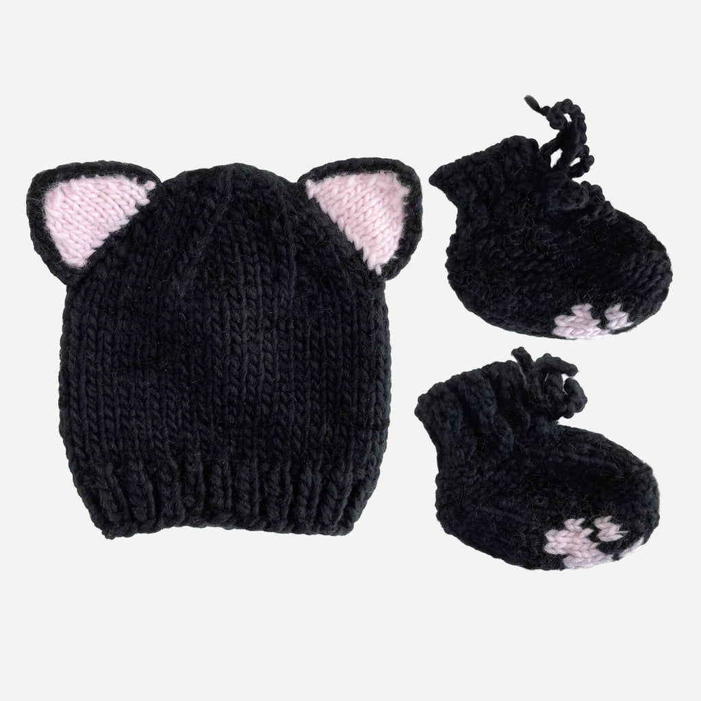 Black Cat Hat and Booties Set | Baby Halloween