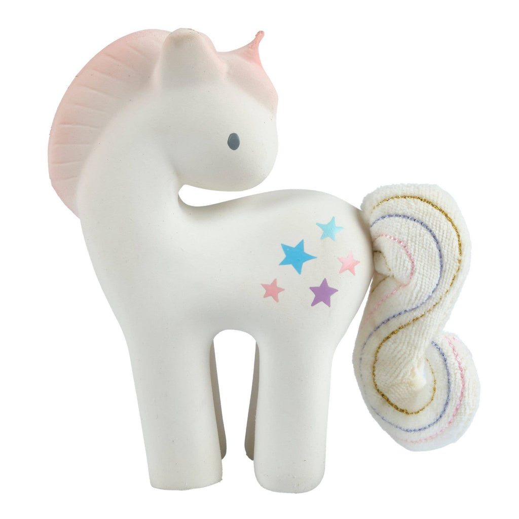 Cotton Candy Unicorn - Natural Rubber Rattle w/Crinkle Tail