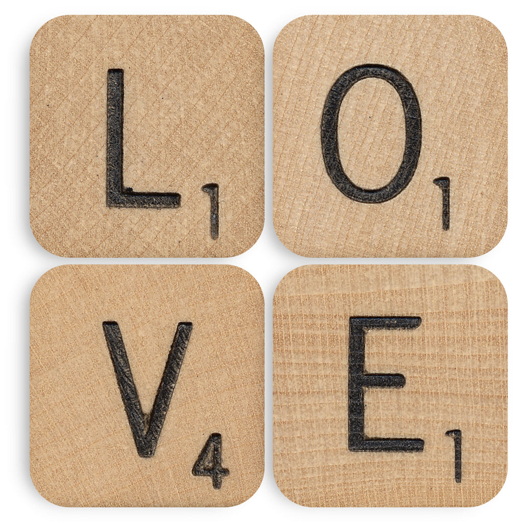 LOVE Scrabble Tile Coasters | Set of 4