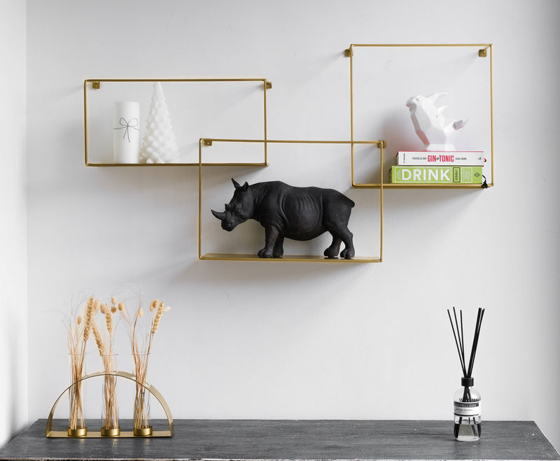 Set of 3 Gold Floating Shelves, Round cheapest Shelves