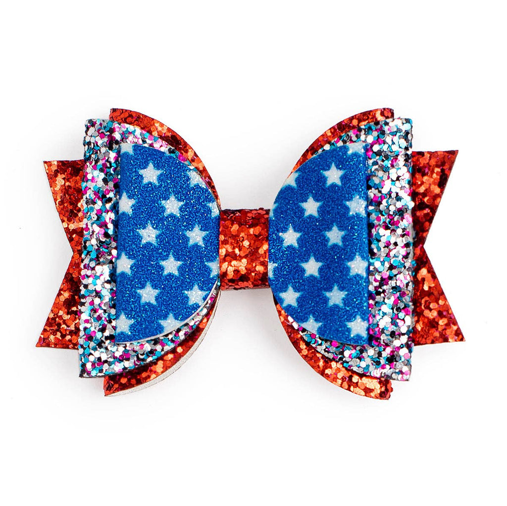 Flag Bow Clip - 4th of July - Kids Hair Clip