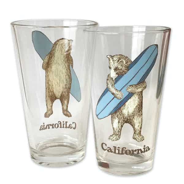 CA Surf Bear Pint Glass