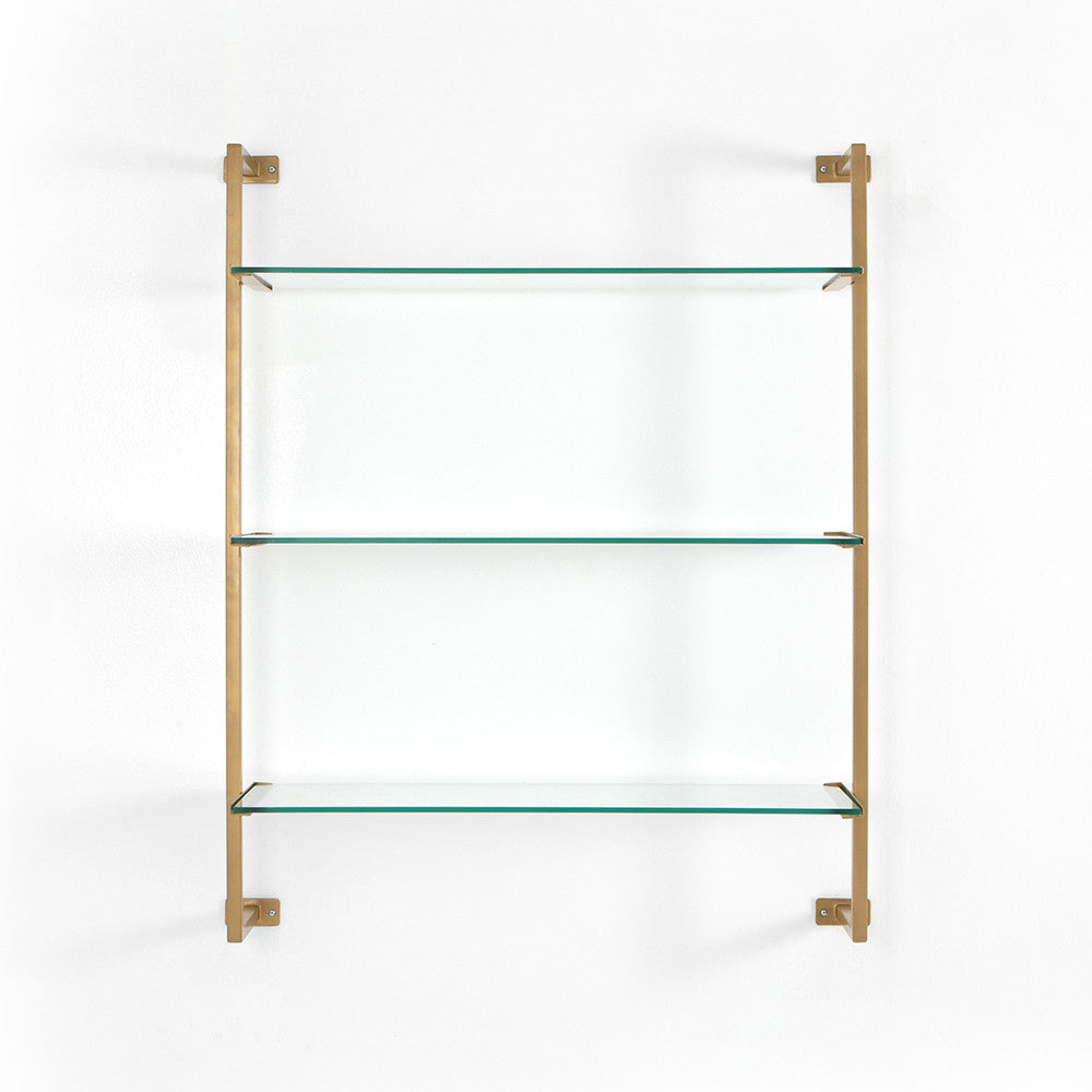 Collette Wall Shelf - Antique Gold - Tempered Glass