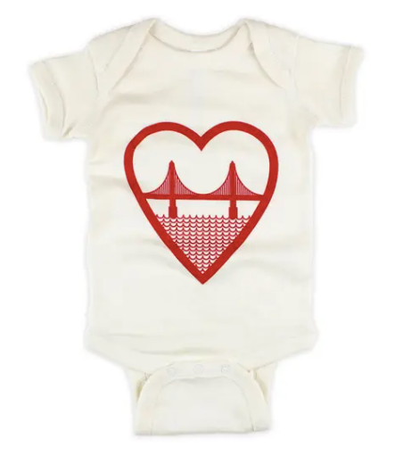 I heart SF Baby Onesie Natural