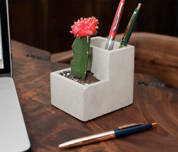 Small Desk Planter / Pen Holder Concrete