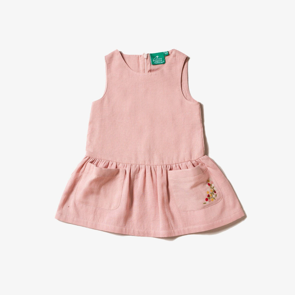 Dusky Pink Embroidered Pocket Dress