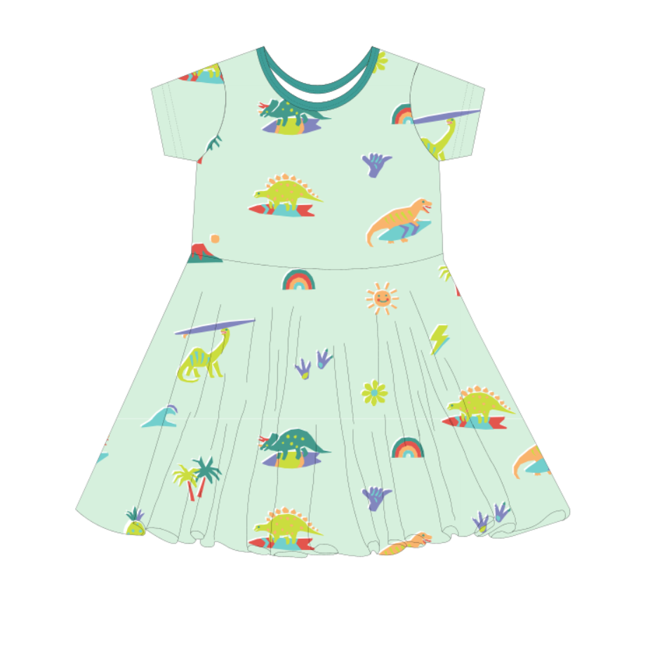 Surf-O-Saurus Infant T-Shirt Dress + Bloomers