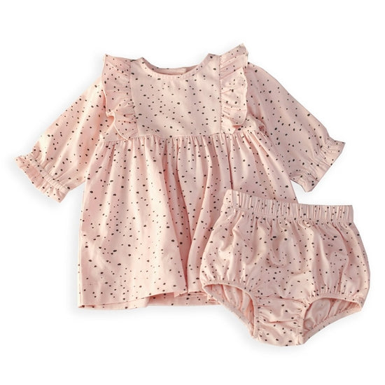Pebble Flutter Baby Dress+Bloomer