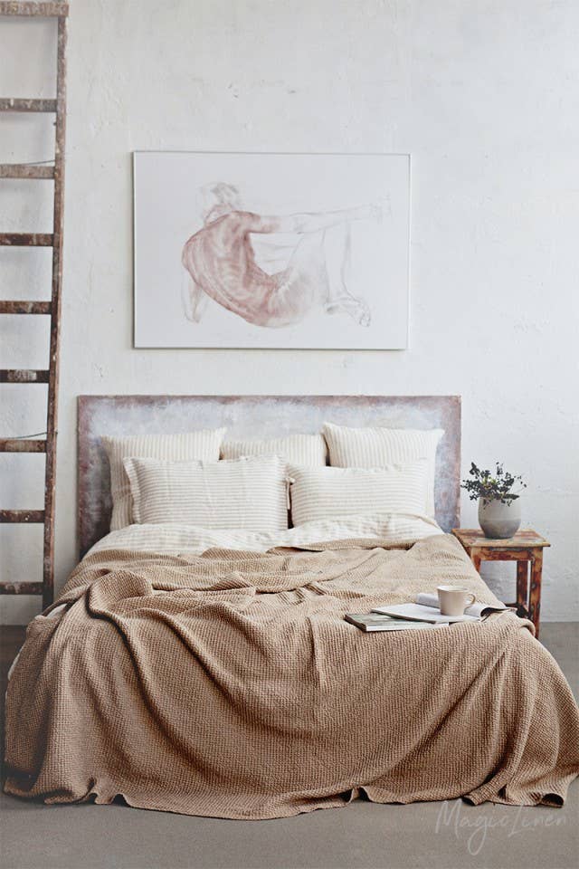 Waffle blanket in Beige